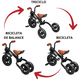 thumbnail image 4 of Triciclo 3 en 1 para Niños con Bastón, Bici y Bicicleta de Balance Plegable Torreta con Luz Soporta hasta 25 kg - Negro, 4 of 8