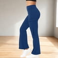thumbnail image 4 of Amzcrzy Leggings Acampanados Mujer Cintura Alta Elásticos Yoga Ligeros Realzan Glúteos Color Liso Ajustado Casuales Bolsillos Laterales Tallas S-2XL Azul, 4 of 7