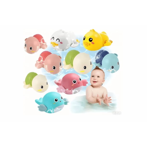 9pzs Juguetes Baño Para Bebés Tortugas + Delfín + Pato Xtellar multicolor