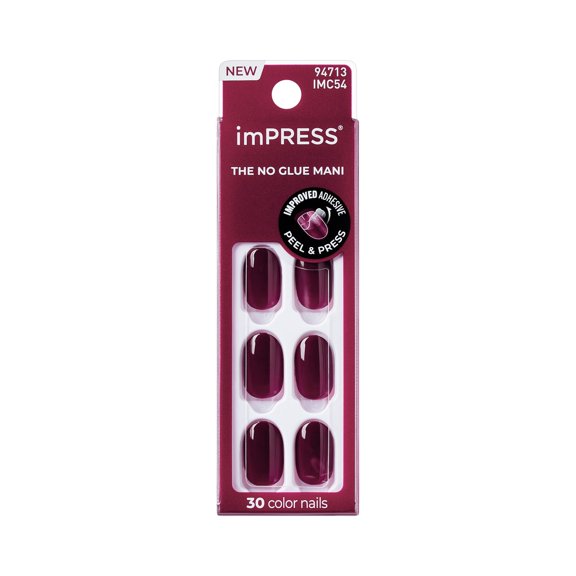 Uñas postizas imPRESS Over You 30 – Rojo, acabado brillante de gel
