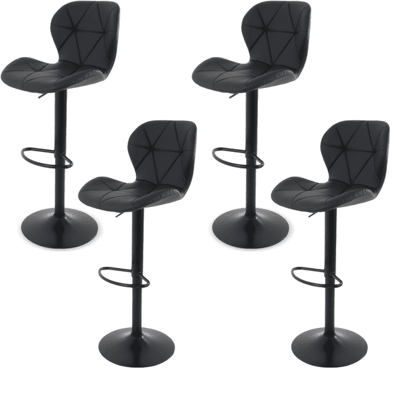 Sillas de Bar y Barra de Cocina de Acabado Moderno con Respaldo y Reposapies de Altura Ajustable - Bancos Giratorios para Bar con Asiento Acolchado Diseño Elegante Set 4 Sillas
