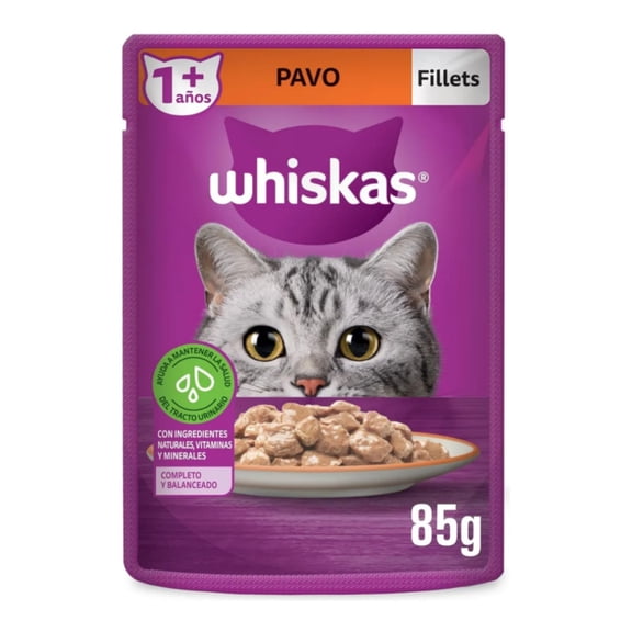 Caja Whiskas Sobre Gato Filets Pavo 85 g (12 Pzas)