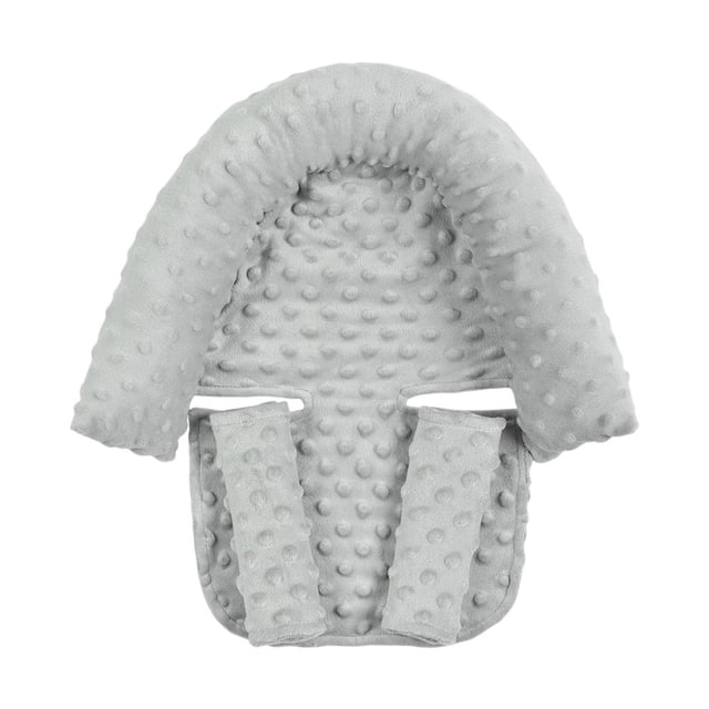 almohada de apoyo para bebé recién do Zulema, gris, soporte para el cuello de poliéster con textura punto y forma en U, panel posterior de 31x23 cm y ranuras para arneses; fundas suaves en las correas para proteger la piel, diseñada para asiento, cochecito o mecedora. Ideal también para mantener la cabeza alineada durante siestas en trayectos.