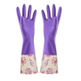 thumbnail image 5 of MTBLYS Guantes de limpieza con puños florales | Guantes largos de terciopelo de goma para uso doméstico | Agarre antideslizante para lavar platos y ropa, 5 of 5