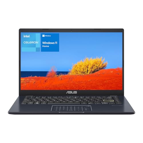 Laptop ASUS de 14", pantalla FHD de 14", Intel Celeron N4500, memoria de 4 GB, eMMC de 64 GB, panel táctil, cámara web, HDMI, Wi-Fi, Windows 11 Home, azul silencioso