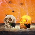 thumbnail image 1 of DecoracióN del Hogar Halloween Calavera Estatua Luz LED DíA de Muertos Flor Calavera Estatuilla Luz de Noche Resina Horror Calavera Prop A, 1 of 1