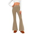 thumbnail image 1 of Amzcrzy Pantalones Acampanados Para Mujer Pantalones De Yoga Elásticos, De Pierna Ancha Y Cintura Alta, De Color Liso, Que Controlan El Abdomen Pantalones Ligeros Y Suaves Para Mujer S-2XL Marrón, 1 of 6
