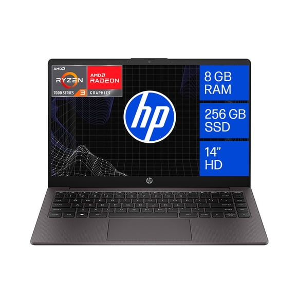 Laptop HP 245 G10: AMD Ryzen 3 7320U, RAM 8GB DDR4, SSD 256GB, Pantalla 14", Windows 11 Home