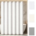 thumbnail image 1 of MTBLYS Cortina de ducha impermeable de poliéster resistente con diseño de gofre | 90x180cm Cortina de baño de color liso para mayor calidez | Beige Blanco Gris, 1 of 7