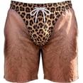 thumbnail image 1 of Wrongduck Shorts de Playa Tropicales Hawaianos para Hombre, Calzoncillos de Cuerpo Peludo 3D con Gráfico, Trajes de Baño, Divertidos Calzoncillos Falsos con Estampado de Leopardo 3D Shorts de Playa, 1 of 5