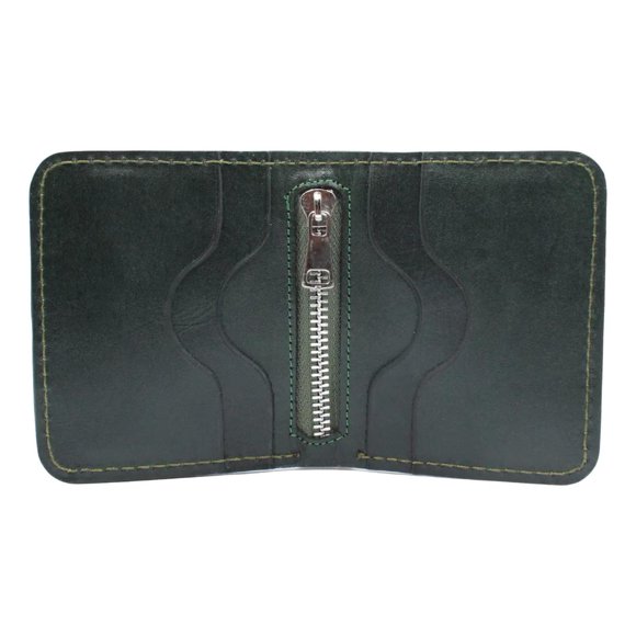Cartera Hombre Piel Genuina Pull Up Monedero Moderno verde