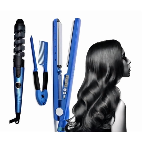 Kit Plancha Alaciadora y Rizador 450°F para Cabello Seco y Húmedo