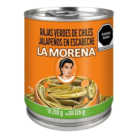 Rajas verdes La Morena de chiles jalapeños en escabeche 210 g