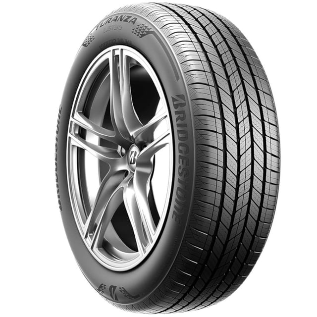 llanta 205/60 r16 92h bridgestone turanza ls100 3/4 frontal de neumático 205/60R16 92H con dibujo de banda de rodamiento de cuatro surcos y laminillas, flanco con texto Bridgestone y modelo Turanza; diseñada para menor ruido y desgaste parejo. No incluye rin.
