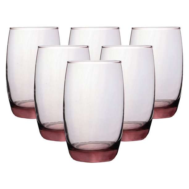 Set de 6 Vasos Transparentes Rosa 400 ML