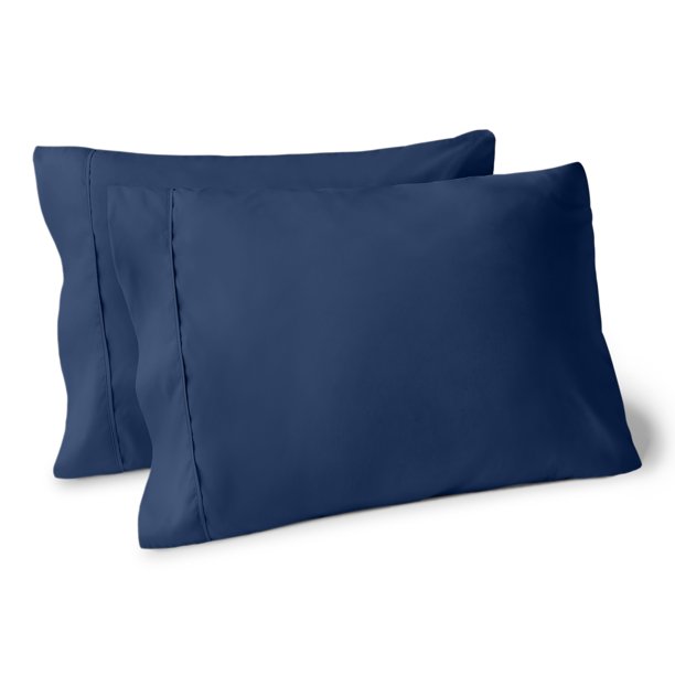Bare Home Juego de Fundas de Almohada Colección Premium 1800, Doble Cepillado, Ultra Suave, Tamaño Estándar, Azul Oscuro, 2 Unidades