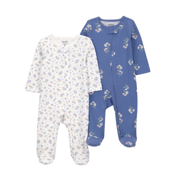 Pack de 2 mamelucos Child of Mine para Bebé Niña 2 Piezas con Estampado Floral Azul Talla 6-9 Meses