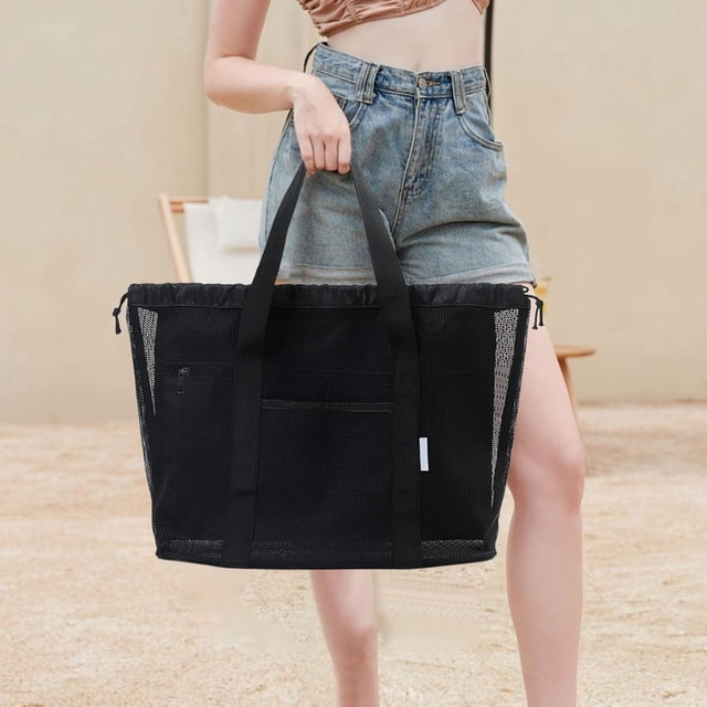 Travel Storage Bag Large Capacity Draining Storage Bag Dry Wet Separation Beach Bag Mesh Tote Bag