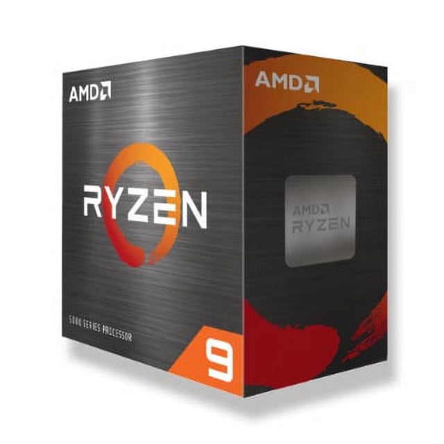 procesaror amd ryzen 9 5900xt Caja 3/4 frontal de procesador AMD Ryzen 9 5900XT; embalaje gris y negro con logo naranja RYZEN y número 9, ventana lateral que muestra el chip plateado marcado 'AMD RYZEN'. Diseñado para creadores y jugadores; socket AM4 y arquitectura Zen 3.
