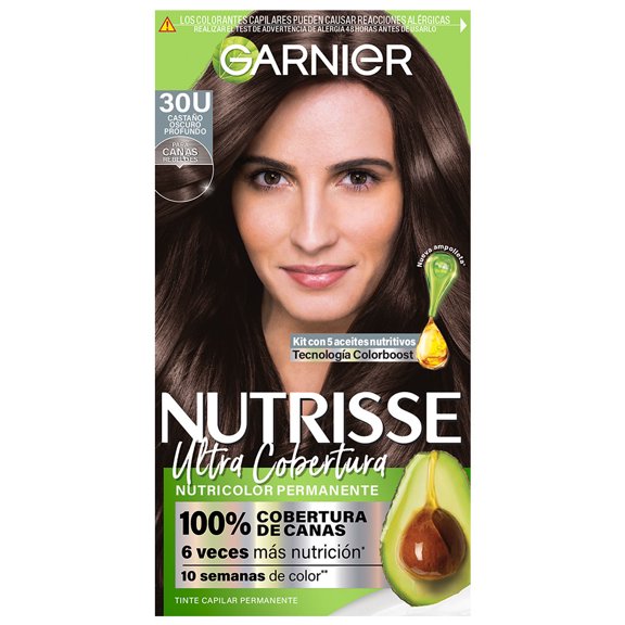 Tinte para cabello Garnier Nutrisse ultra cobertura 30u castaño oscuro profundo