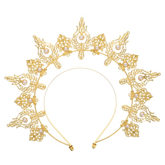 Corona de halo de diosa, diadema barroca, tocado de novia, tiara, diademas, aros para el cabello para disfraz de diosa, accesorios para el cabello para dama de honor, boda, festival, graduación
