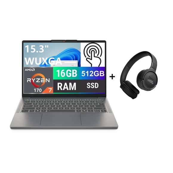 Laptop Lenovo Ideapad Slim 3 Touch AMD Ryzen 7 170 16GB RAM 512GB SSD más Audifonos Bluetooth JBL Tune 520