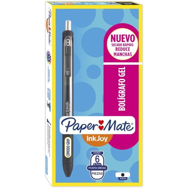 Paper Mate Kilométrico Inkjoy Gel Punta Media 0.7 Cjx6 Negro Paper Mate Unisex