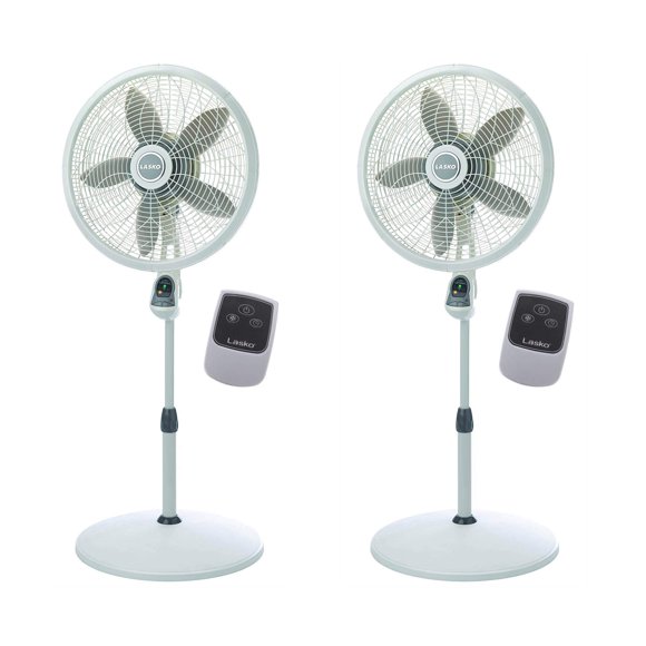 Ventilador de pedestal Lasko Elegance Performance de 18 pulgadas con mando a distancia, paquete de 2
