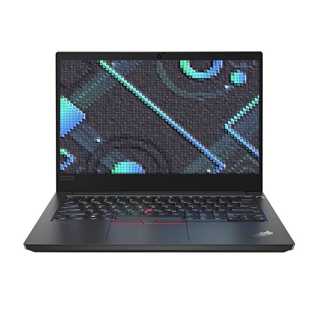 laptop lenovo thinkpad e14 g3 14" amd ryzen 3-5300u 8gb ram 1tb ssd reacondicionado Equipo Clase A, vista frontal 3/4 con chasis negro mate y biseles delgados, pantalla 14" Full HD antirreflejos, teclado retroiluminado con TrackPoint rojo y touchpad con botones, logo ThinkPad en reposamuñecas, SSD 1TB y DDR4 8 GB, peso aproximado 1.59 kg; suele usarse para productividad y movilidad.