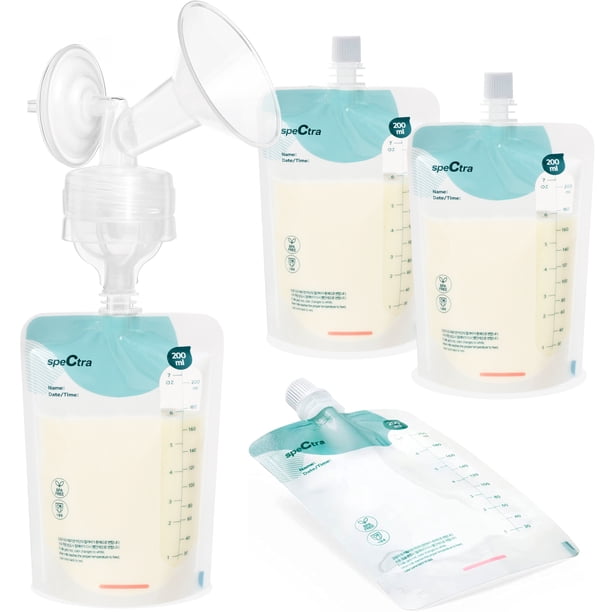 Kit DE Bolsas DE Almacenamiento DE Leche Materna Spectra CON Conector para Copa Y Tetina 10 Bolsas 200 ml