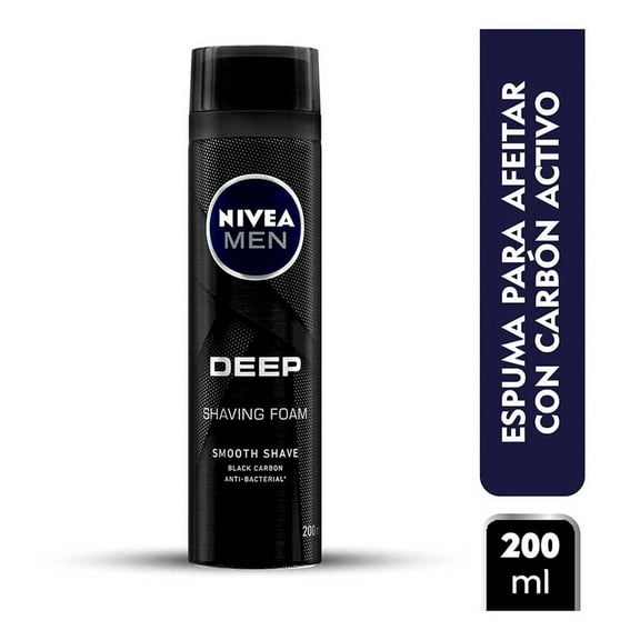 Espuma para afeitar NIVEA MEN Deep antibacterial con carbón activo 200 ml