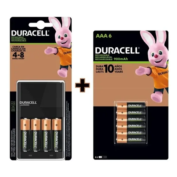 Kit Cargador Duracell + 4 Pilas Aa + 6 Pilas Aaa Recargables
