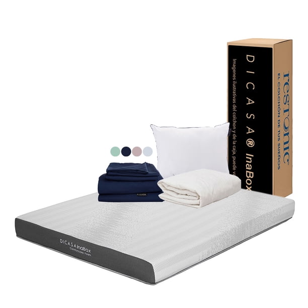 Colchón Matrimonial + Almohada One + Sábanas Softy + Protector de Colchón DICASA InaBox