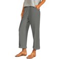 thumbnail image 2 of TaTaai Spring Fall Women's Linen Trousers Elastic Waist Wide Leg Straight Cut Loose Fit Ankle Length Casual Pants Solid Color Versatile Staple for Daily Style Gift, 2 of 9