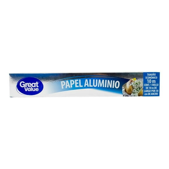 Papel aluminio Great Value 1 rollo con 10 metros
