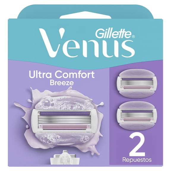 Cartucho de Rastrillo para Mujer Gillette Venus Ultra Comfort Breeze con Barras Humectantes 2 pzas