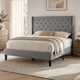 thumbnail image 1 of Zocalo Cama Queen Tapizada con Cabecera Acolchada, Estructura de Metal con Listones de Madera, Soporte hasta 350 kg, Diseño Silencioso, 209 x 157 x 120 cm, Gris, 1 of 8