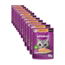 Caja Whiskas Sobre Gato Souffle Pavo y Pollo 85 g (12 Pzas)