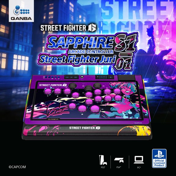 Control arcade sin palanca Qanba Sapphire S1 Edición Juri para PS5 y PC
