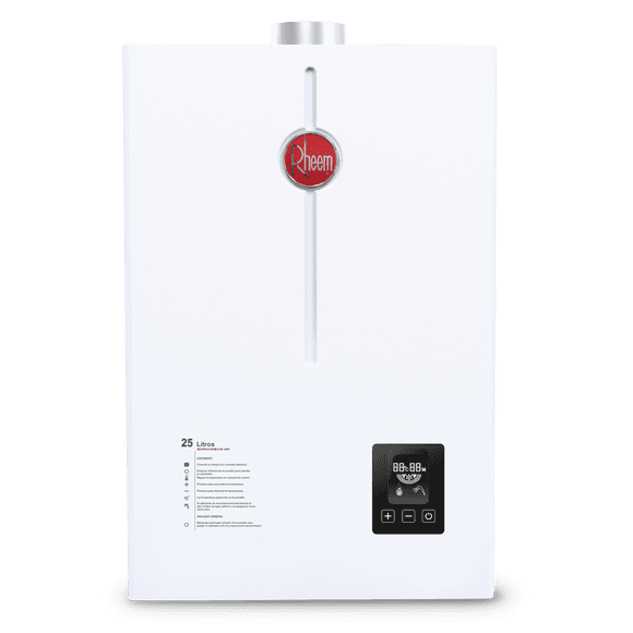 Calentador de Agua Instántaneo Rheem 25 Litros por Min Gas LP 4 Servicios blanco