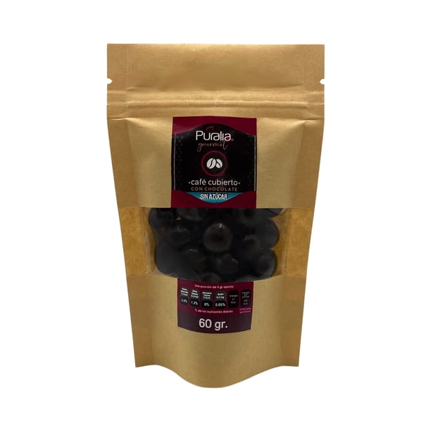 Grano de Café Cubierto de Chocolate Semiamargo Puralia Gourmet 60 g Puralia Cafe con chocolate sin azúcar 60g