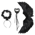 thumbnail image 3 of Paquete de 3 alas de ángel del diablo, juego de alas de ángel para adultos, liviano, hecho a mano, para juegos de rol de Halloween, ángel negro L, 3 of 12