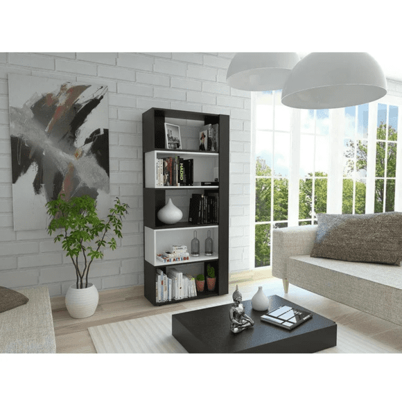 Biblioteca Librero Organizador Vertical con Entrepaños para Libros y Decoración Color Blanco | Excelsior Beijin