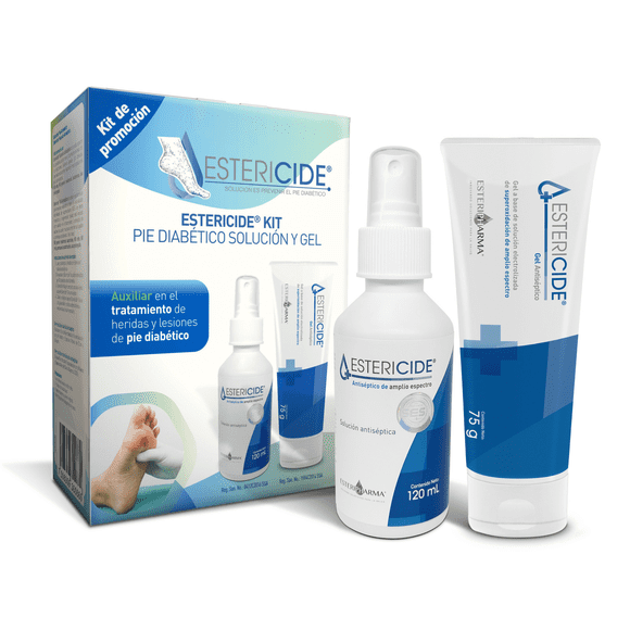 Kit de Promoción Estericide Kit Pie Diabético Solución Antiséptica de 120 ml y Estericide Gel Antiséptico Tubo de 75 g