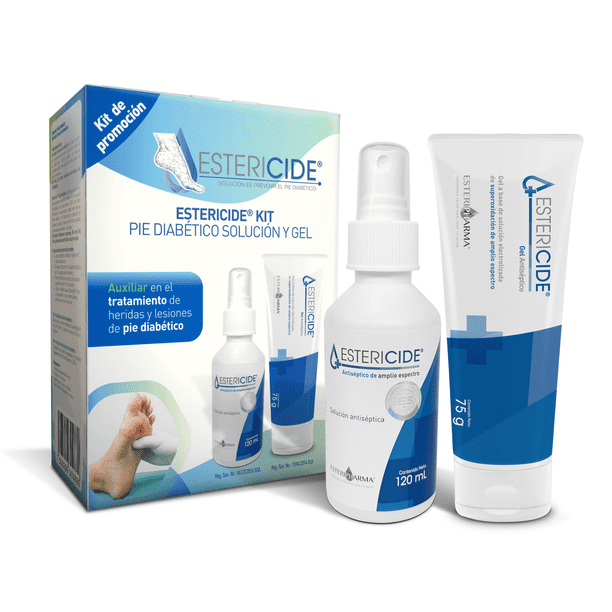 Kit de Promoción Estericide Kit Pie Diabético Solución Antiséptica de 120 ml y Estericide Gel Antiséptico Tubo de 75 g