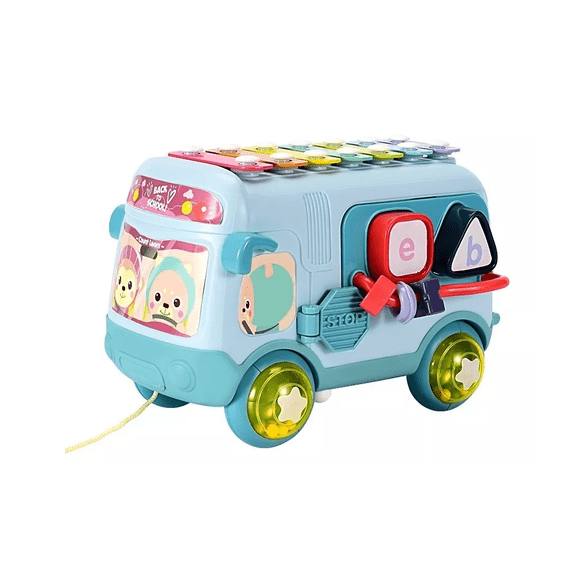 Autobus Rompecabezas Xilofono Juguete Interactivo Para Bebe azul