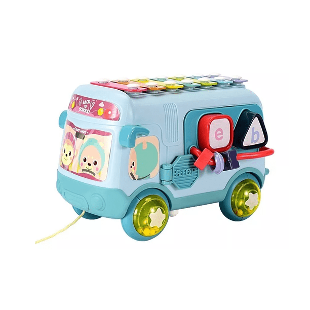 Autobus Rompecabezas Xilofono Juguete Interactivo Para Bebe azul
