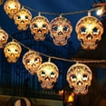 thumbnail image 1 of Cadena de luces de calavera de Halloween, decoración de horror, 1 of 9