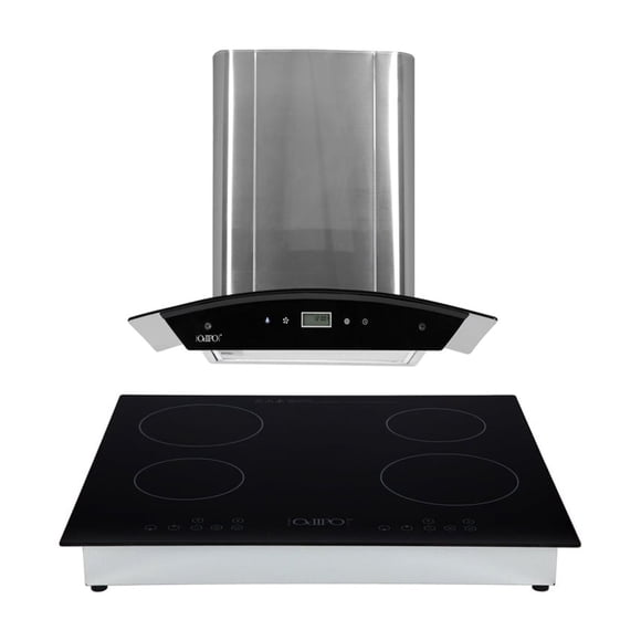 Campana de cocina de pared acero inoxidable 60cm Marex Plus + Parrilla eléctrica de inducción 4 quemadores Kepler