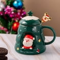 thumbnail image 1 of Taza navideña de cerámica con tapa y cuchara | Taza aislante para chocolate caliente, café o té | Taza para bebidas navideñas para el hogar, la cocina y la oficina., 1 of 3